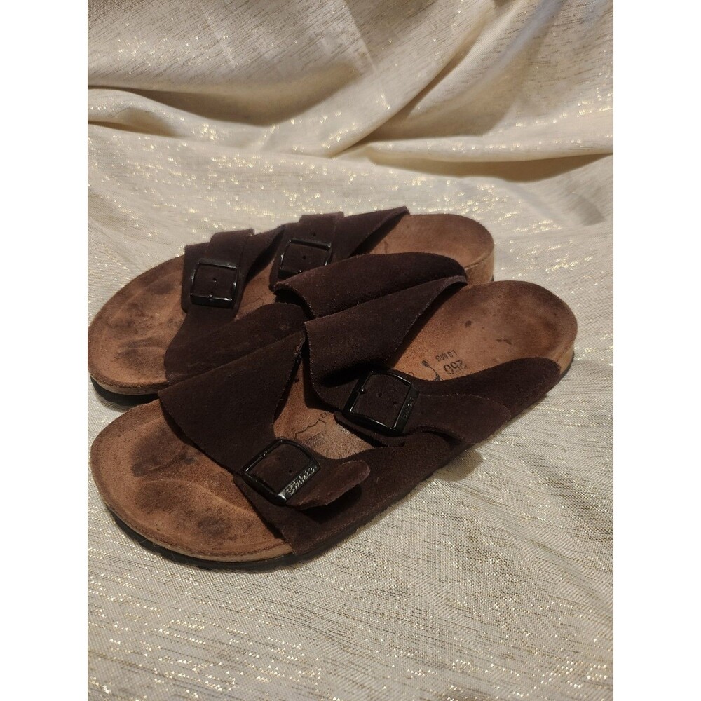 Birkenstock Arizona Suede Sandals Brown Two Strap Comfort Birki's Size 8 Men 6